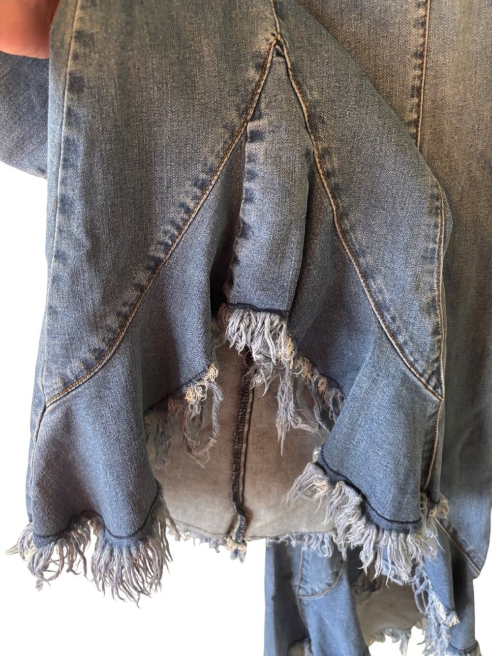 Lucky & Blessed High Rise Flare Denim Jeans With Frayed Hem - Size 12 - Picture 8 of 10